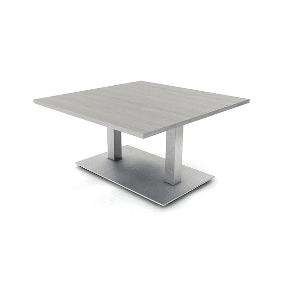 45" Large Square Coffee Table For Office Double Post Metal Base