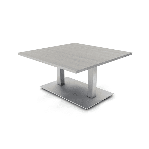 45" Large Square Coffee Table For Office Double Post Metal Base