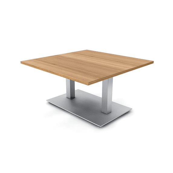 45" Large Square Coffee Table For Office Double Post Metal Base