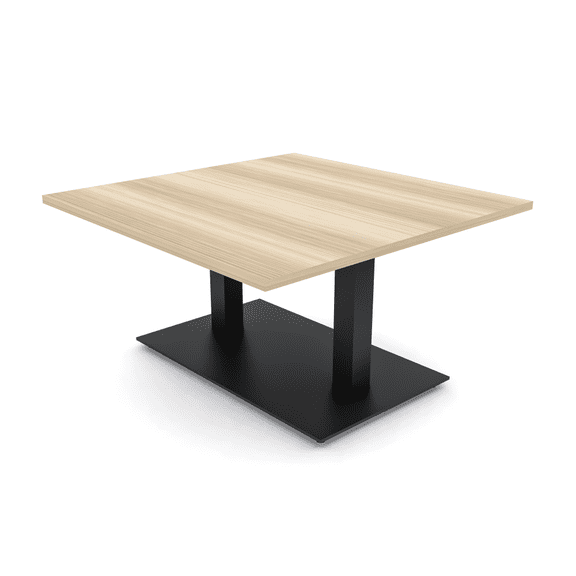 45" Large Square Coffee Table For Office Double Post Metal Base