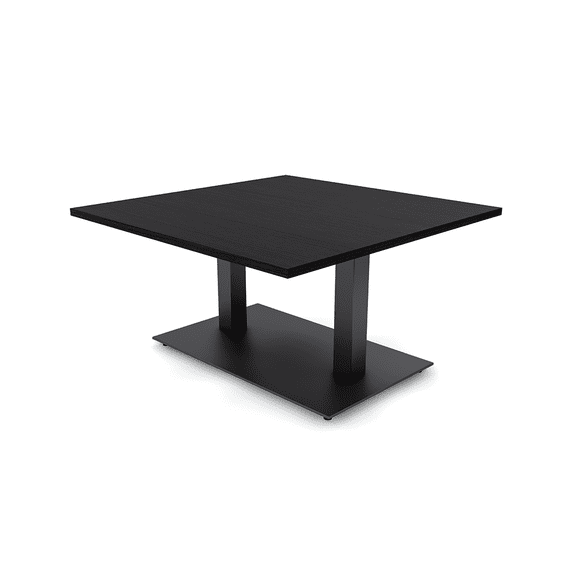 45" Large Square Coffee Table For Office Double Post Metal Base
