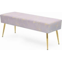 45" Length Velvet Ottoman Bench, End Bed Bench with Golden Metal Legs, Upholstered Bench Load up to 440 lb for Bedroom, Living Room, and Entryway, Lavender
