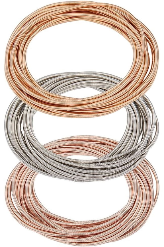 45 Loops Guitar String Bracelets Screw Openable Memory Wire Thin String 2-1/4 inch Stackable Guitar String Bracelets Rose Gold Steel Guitar String Bracelets
