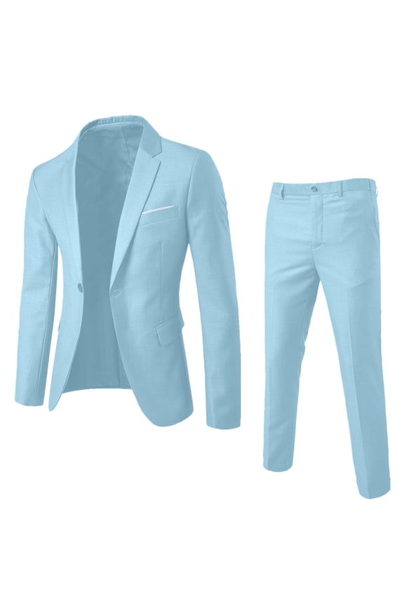 Up to 45% off Miqool Men Tuxedo Suits 2 Piece Set One Button Slim Fit Blazer Jacket & Dress Pants Business Formal Casual Suit Set for Groomsmen Wedding Party Prom