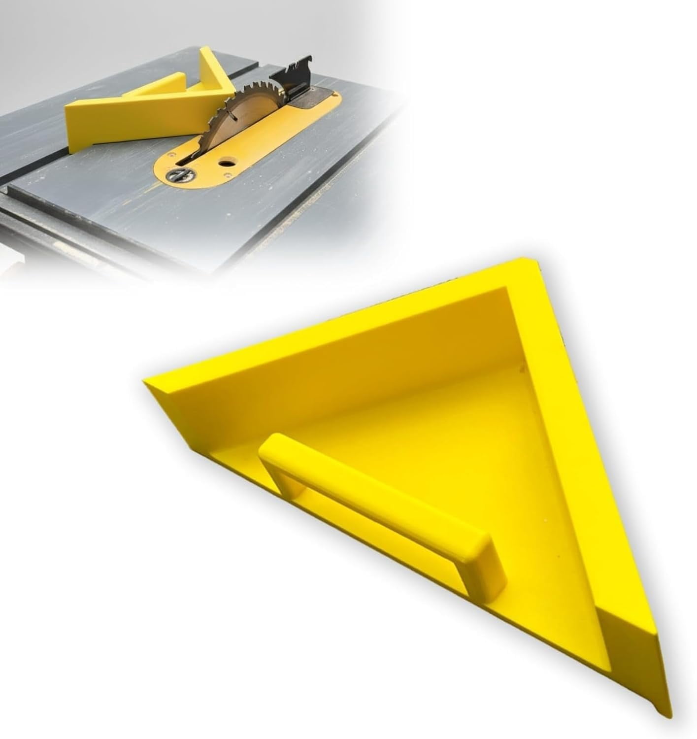 45° Miter Sled Jig Fixture with Push Handle for DeWalt DW745 Table Saw | Compatible with 3/8" x 3/4" Miter Slots | Snug Fit, Enhanced Safety & Accuracy (Yellow)