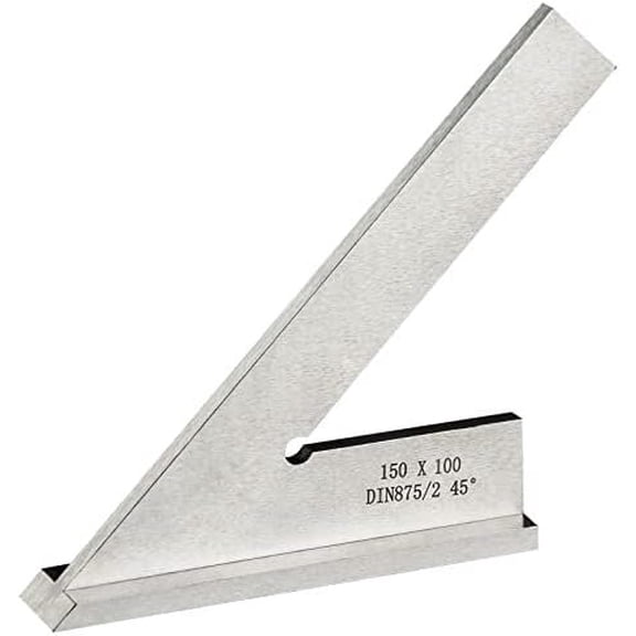 45 Miter Square Machinist Engineer Square with Base DIN 875/2 Angle Ruler Hardened Steel 6x4 Inch,