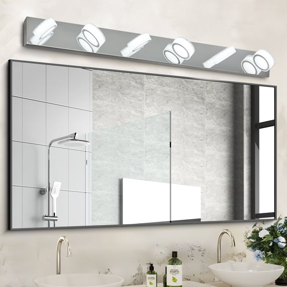 45" Modern 6-Light Led Vanity Light, Sleek Chrome Bathroom Wall Light Fixture For Mirror, Shower, And Bathroom Decor