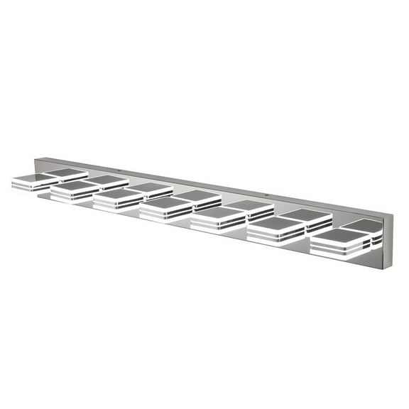45" Modern Chrome 7-Light LED Vanity Light with Square Acrylic Shades, Hardwired Wall Mount Bathroom Lighting Fixture for Mirror, Powder Room, or Bedroom Dcor