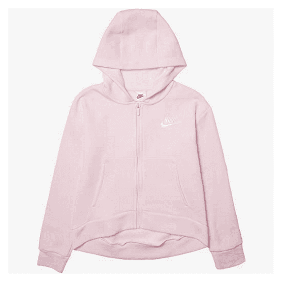$45 Nike Girls Sportswear Club Fleece Full Zip Hoodie Cotton Pink size S (+)