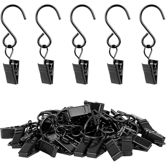 45 Pack 304 Stainless Steel Hanging Party String Lights Christmas Garden Courtyards Decoration, Gutter Wall-Grid Tent Camper Awning Hangers(2.4 Inch Black)-Loopunk