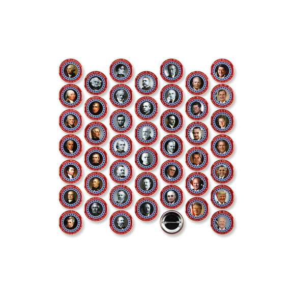 45 Pack - All 45 Presidents Of The USA Historical Pinback Buttons - 1.5 Inch