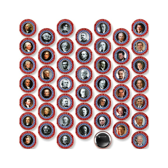 45 Pack - All 45 Presidents Of The USA Historical Pinback Buttons - 3 Inch