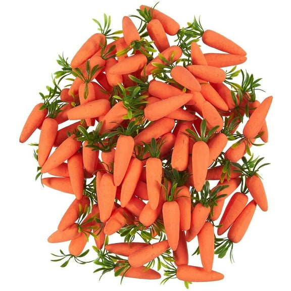 45 Pack Artificial Carrots Fake Carrots Sparkling Foam Baby Carrots - Great for Craft DIY, Home Decor, Kitchen Decor, Party Decoration, Open Houses, Toy, 3 x 0.5 x 0.5 inches