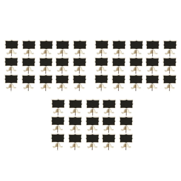 45 Pack Place Cards with Easel Stand - Wood Rectangle Small Chalkboard Signs for Wedding, Birthday Parties,45 x mini chalkboards signs,Wood color & black