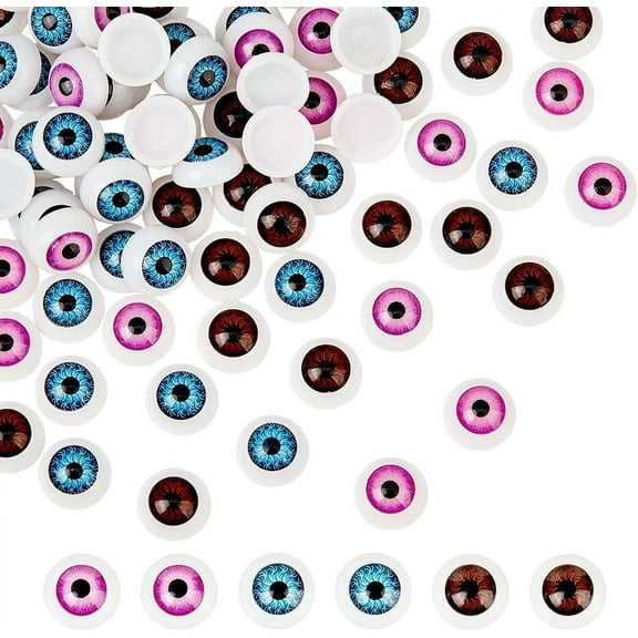 45 Pairs 12mm Realistic Acrylic Eyes 3 Colors Half Round Eyeballs Bear Eyes for Props Party Decor DIY Bear Bjd Puppets Craft Eyes Making
