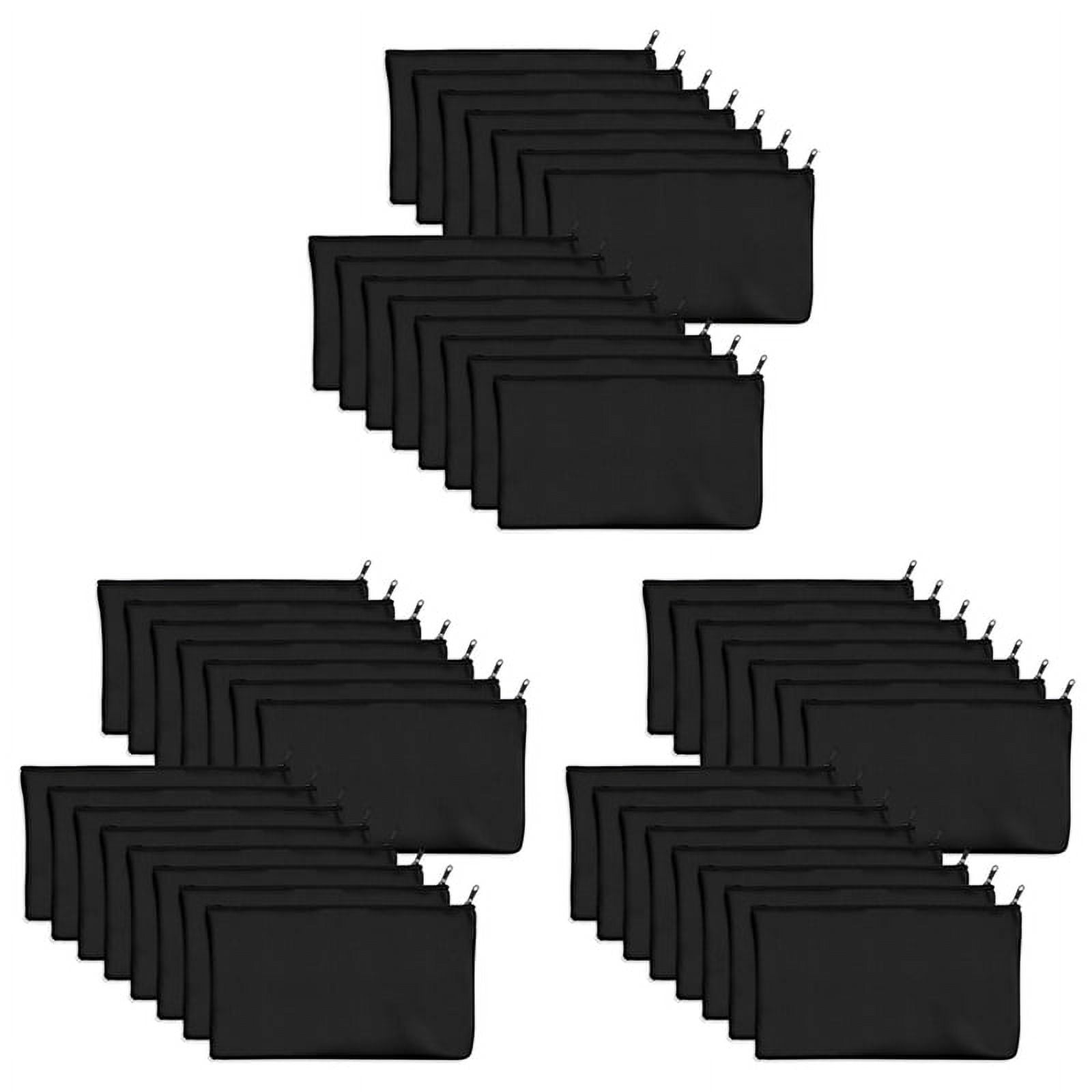 45 Pcs Black Blank Canvas Bag 8.3X4.7in Stationery Storage Zipper DIY Graffiti Pencil Case Gift