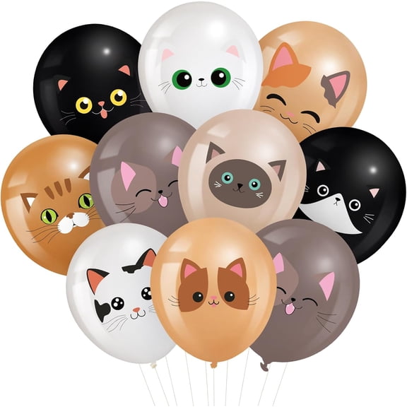 45 Pcs Cat Balloons 12 Inch Cat Latex Balloons Birthday Decorations Pets Theme Party Supplies for Animal Party Decorations Cute Cat