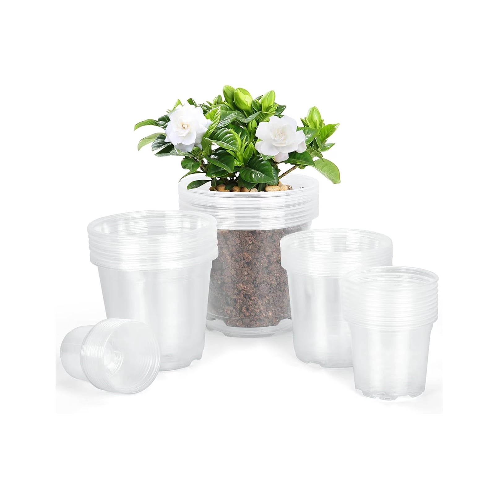 45 Pcs Clear Plant Pots, Drainage Holes Indoor Outdoor Gardening Planters, Flower Pots For Succulents, Herbs, Small Plants Decorative Containers