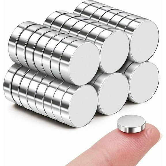 45 Pcs Refrigerator Magnets, 10x3mm Small Round Fridge Magnets, Multi-Use Premium Neodymium Office Magnets For Fridge, Whiteboard, Billboard In Home, Kitchen, Office And School (Silver)