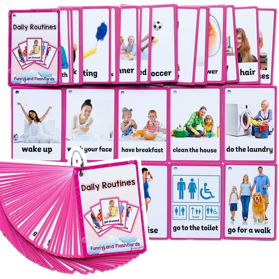 45 Pcs/Set Daily Routines Flash Cards for Toddlers and Kids | Learning Toys Flashcards for Children Pre-K