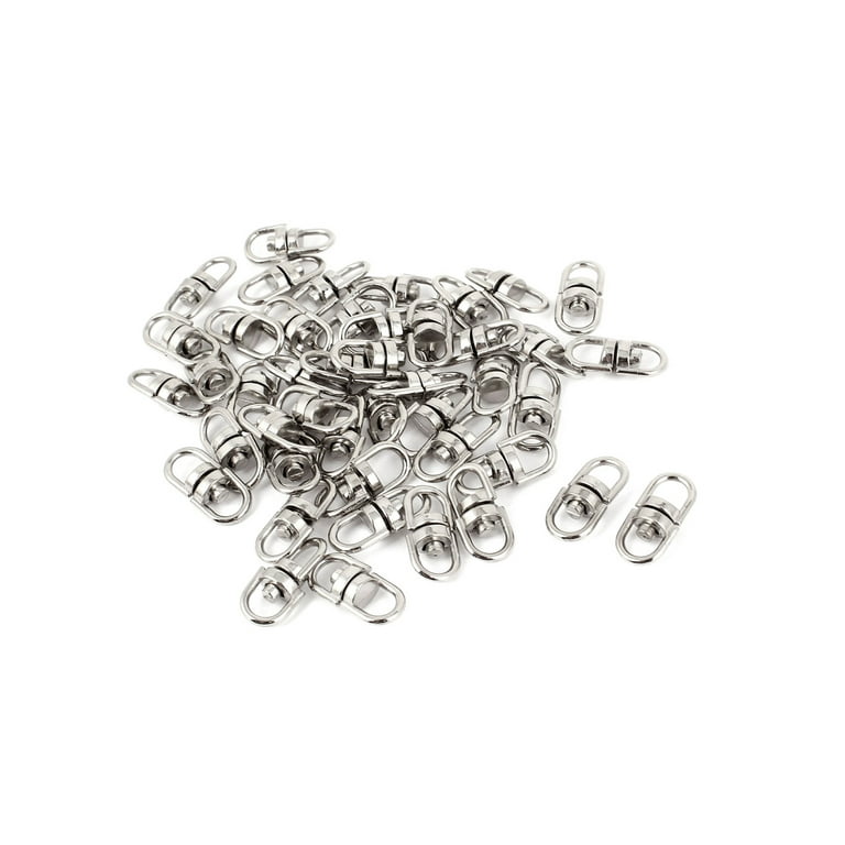 45 Pcs Silver Tone Metal Double Ended Swivel Key Ring Clasp Clip Connectors  