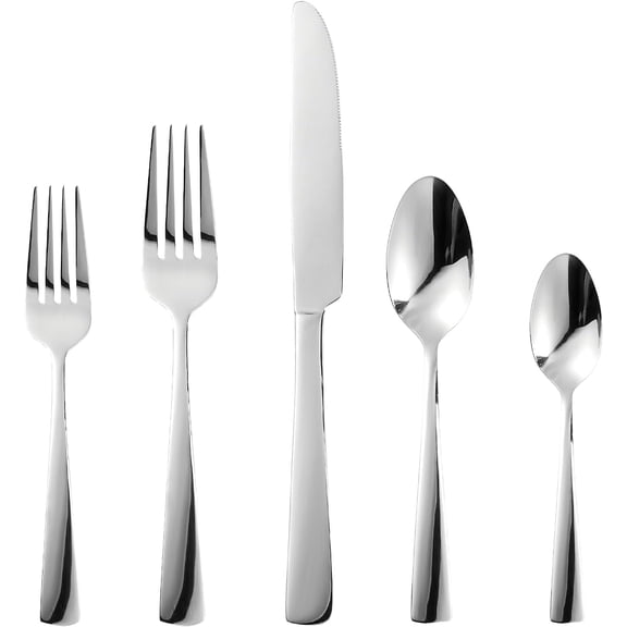 45-Piece Flatware Set for 8, Stainless Steel Silverware with Ergonomic Design and Steak Knives, Dishwasher Safe and Rust-Proof Tableware Set