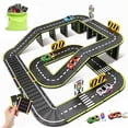thumbnail image 1 of 45-Piece Magnetic Tiles Road Building Set with Pullback Cars & Traffic Signs, STEM Toy for Kids Ages 4-8, 1 of 7