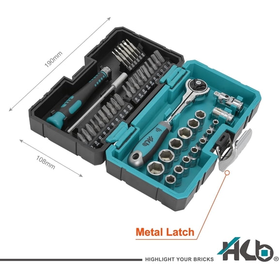 45-Piece Socket Set AKM024-U |   90-Tooth Swivel Head Ratchet 1/4-Inch Drive 270 °   Flex Quick Release |   Precision Bits Chrome Vanadium Steel -Chrome Finish |   Portable Mini Case Made in Taiwan