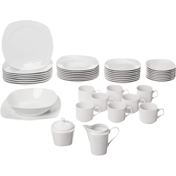 45-Piece Square Dinnerware Set, White