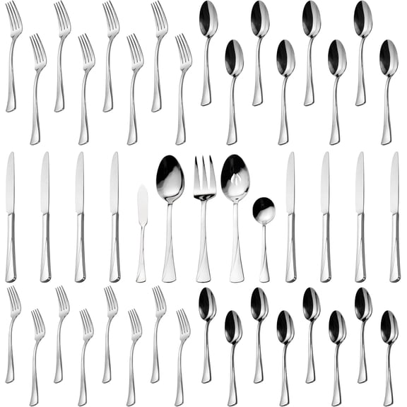45-Piece Stainless Steel Flatware Set for 8, Mirror Polished, Dishwasher Safe