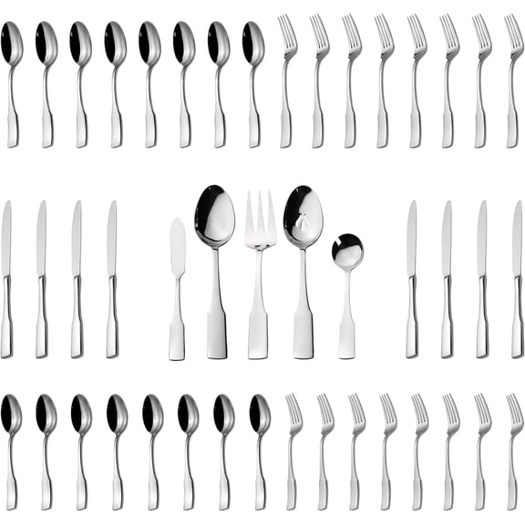 45-Piece Stainless Steel Silverware Set for 8, Mirror Polished, Dishwasher Safe