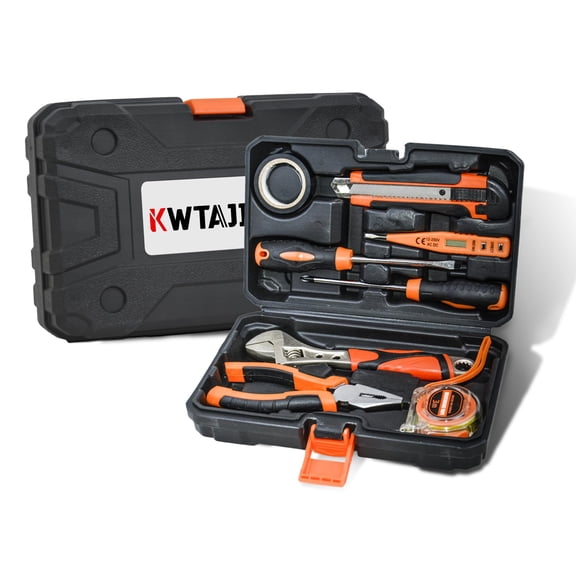 45 Piece Tool Kit Basic Home Repair Tool Set,General Household Tool Kit with Plastic Tool box,Perfect for Outdoor working,Office & College Dorm.Tools mainly include hand saw,wrench,hammer,Screwdriver