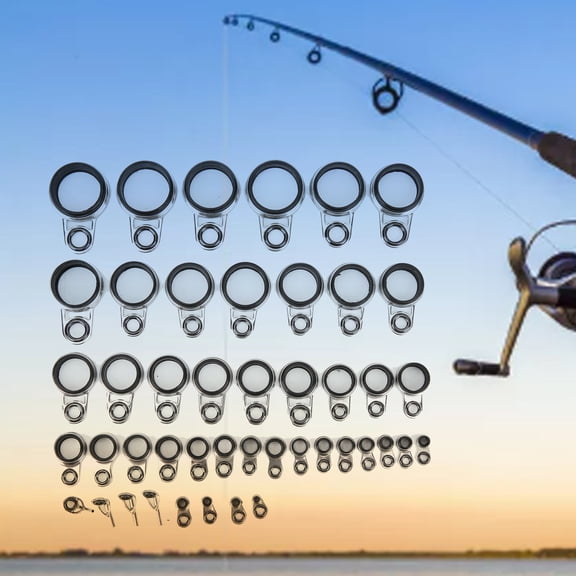 45-Piece Universal Fishing Rod Repair Kit with Ceramic Top Tips and Stainless Steel Side Rings for Rock Casting