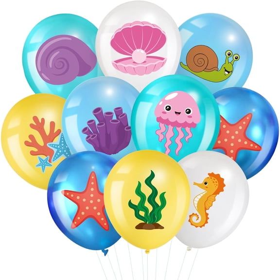 45 Pieces Cartoon Sponge Theme Party Balloons 12 Inches Under the Sea Animal Printed Latex Balloons Yellow Cartoon Decorations for Ocean Theme Birthday Pool Beach Party Supplies