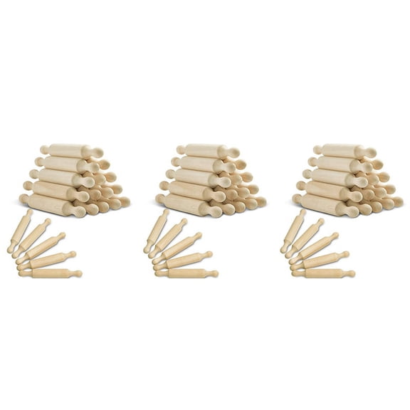 45 Pieces Wooden Mini Rolling Pin 6 Inches Long Kitchen Rolling Pin