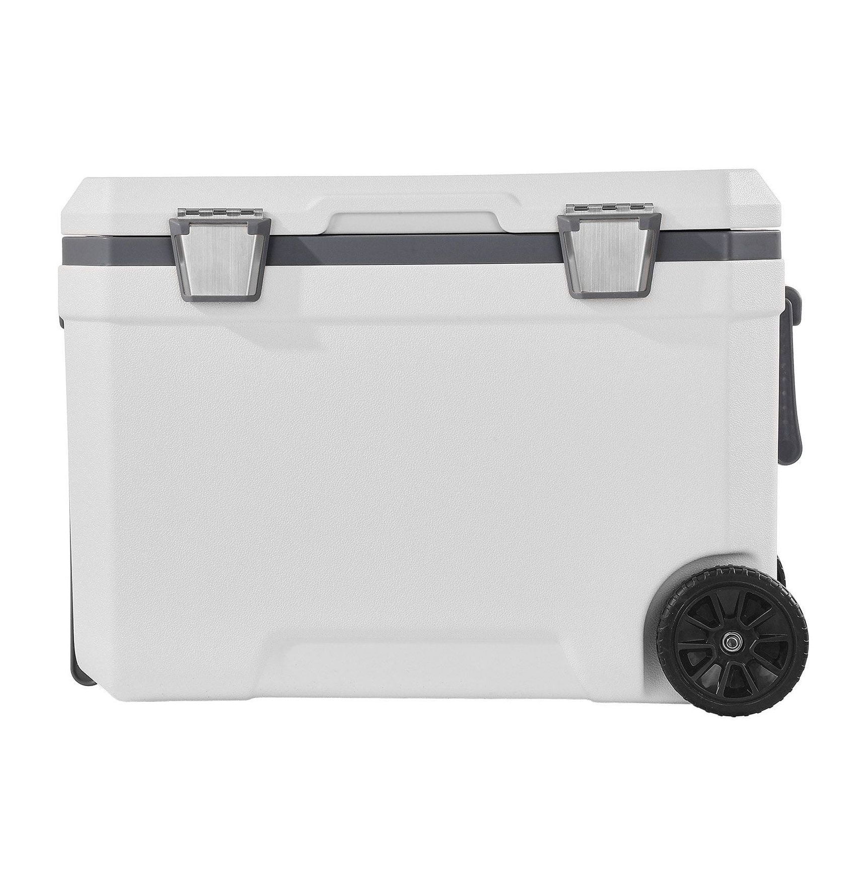 45 QT Portable Cooler Wheeled Ice Chest - 64 Can Capacity with Cup Holders, Outdoor Camping Cooler Box