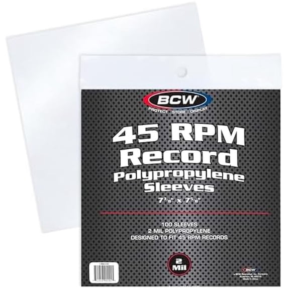 45 Rpm Store 45 RPM Record Sleeves - 100 Count | Fits Standard 7 Inch Single 45s ...