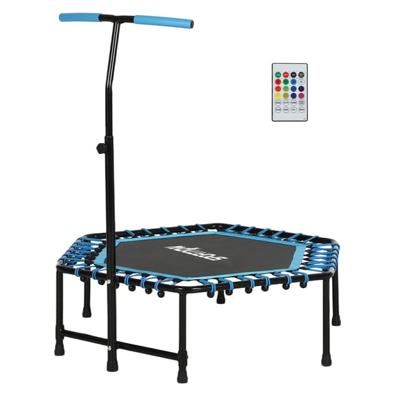 45" Rebounder Trampoline for Adults, Quiet Bungee Trampoline with LED Lights & Adjustable Handle