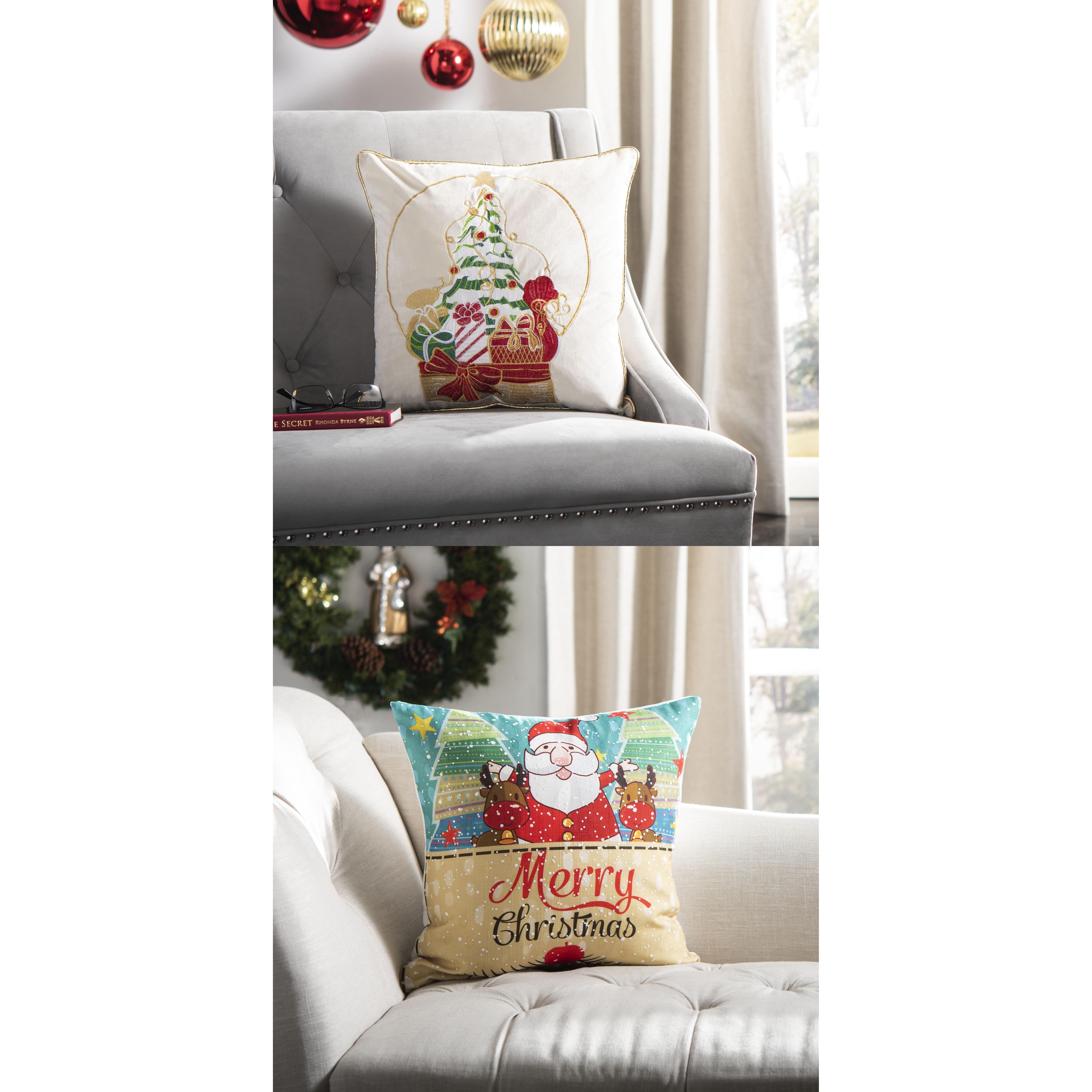 $45 Safavieh Christmas Tree and Santa Claus Holiday Pillows Set