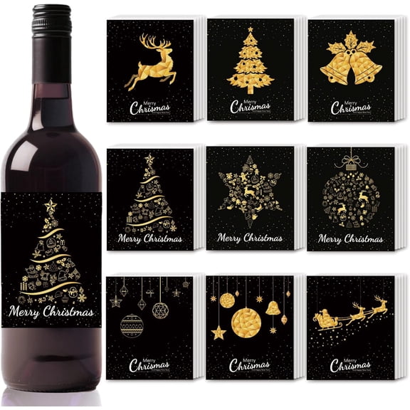 45 Sheets PVC Adhesive Stickers Wine Bottle Adhesive Label Mixed Shapes 102x85mm for DIY
