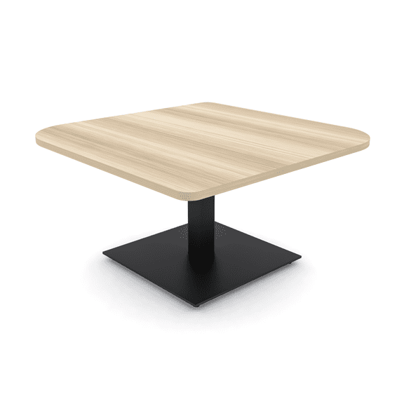 45" Small Duo Shaped Coffee Table With Square Metal Base