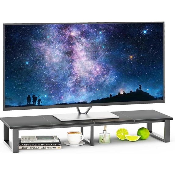 45" TV Riser for 32-60 inch TV, TV Riser Stand Shelf, Tabletop TV Stand Riser, Computer Monitor Table for Home Living Room, Study Office (Black)