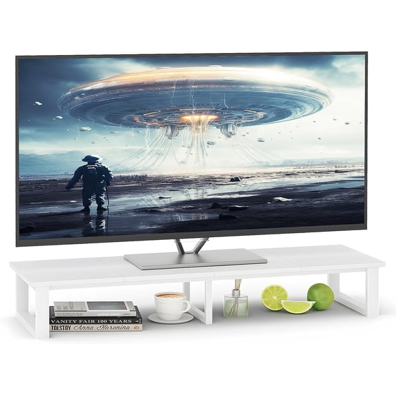 45" TV Riser for 32-60 inch TV, TV Riser Stand Shelf, Tabletop TV Stand Riser, Computer Monitor Table for Home Living Room, Study Office (White)