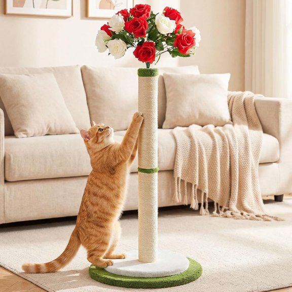 45" Tall , Cute Rose Flower Scratcher for Indoor Cats & Kittens with Sturdy Base & Sisal Rope