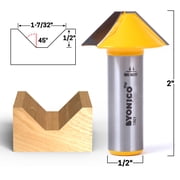 45  V Groove Flat Bottom Router Bit - 1/2 Shank - Yonico 13921