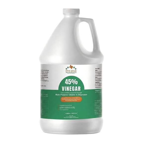 45% Vinegar Concentrated | White Vinegar for Cleaning and Garden | Pure Home and Outdoor Solution | Max Performance 9X Power | with Instructions (1 Gallon)