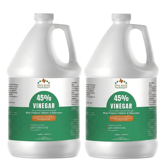 45% Vinegar Concentrated | White Vinegar for Cleaning and Garden | Pure Home and Outdoor Solution | Max Performance 9X Power | with Instructions (2 Gallon (256 fl oz))