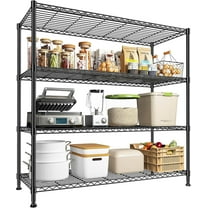 45 "W Metal Shelving Unit 4 Tier Storage Shelves Adjustable Wire Shelving Metal Shelf Pantry Shelves Wire Rack Commercial Shelving for Kitchen Pantry Utility Room Garage 45 "W x 59.4 "Hx 13.5" D Bla