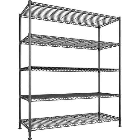 45 "W Storage Shelves 5 Tier Wire Shelving Unit Adjustable Metal Shelving Wire Shelf Pantry Shelves Wire Rack for Closet Kitchen Pantry Utility Room Garage 45" Wx 13.5" Dx70.5 H Black