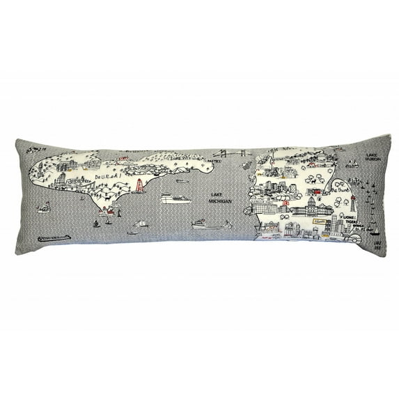 45" White Michigan Daylight Skyline Lumbar Decorative Pillow